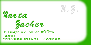 marta zacher business card